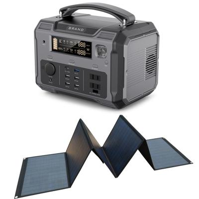 China 500W Outdoor Camping Solar Power Generator Wireless Charging Lithium Battery Portable Power Station with Solar Panels for sale