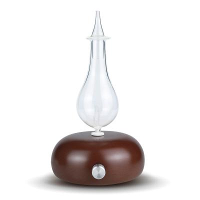 China Aromatherapy Glass 7 Color Changing LED Lights New Aroma Wooden Glass Nebulizer Essential Oil Nebulizing Diffuser for sale