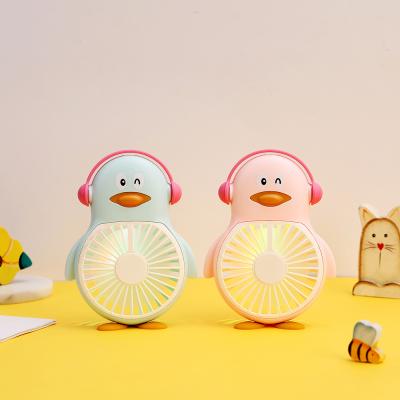 China Cute Line Mini Collar Penguin LED Light Neck Fan for sale