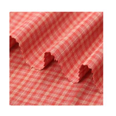 中国 Spot cotton yarn-dyed plaid toy cloth spring and summer Korean women's wear cotton and linen style sub-shirt fabric 販売のため