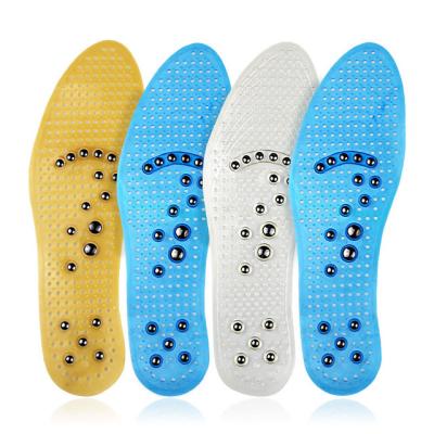 China Skin Drop Shipping Service Friendly Blood Circulation Stimulate Foot Acupoint Massage PVC MagneticTherapy Insole 18 Pcs Magnets for sale