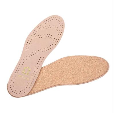 China Skin Friendly High Elastic Shock Absorption Soft Wear-resistance Cork Flat Sheepskin Genuine Leather Insole for sale