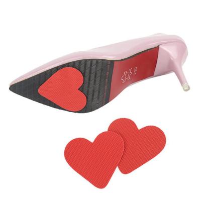 China Heart Shape Eco-friendly Red Material Resin Vinyl Anti Slip Cover Device Stickers For High Heel Soles, Sole Slip Proof Slip for sale