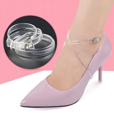 China Eco-friendly Transparent Heel Free Installation Fastener Lace Soft Elastic Band Anti TPU Falling Shoes For High Heels Shoes for sale