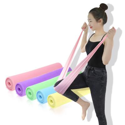 China Eco-friendly Portable Gym Body Fitness Elastic Resistance Tension Sport Stretching Ribbon Yoga Pilates Belt Pull Strap Band for sale