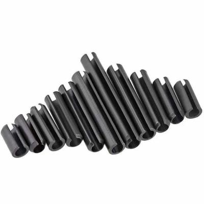 China Spiral Black Slotted Rolling Spring Rod Heavy Duty Spring Steel Slot Pin With Black Coating for sale