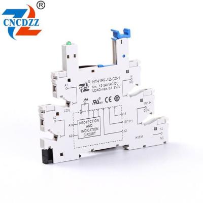 China Epoxy Din Rail Relay Module Switch HF41F 12V 24V DC Integrated PCB Board SSR Solid Sate Relay Interface Voltage Contact Relay Module for sale