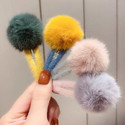 China Sandro Winter Girls Cute Headbands Hair Decoration Hairpins Faux Fur Hair Clips Soft Kid Hair Accessories for sale