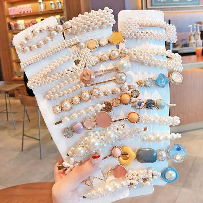 China Sandro Fashional Girls Hair Accessories Diamond Pearl Hair Clips Crystal Hair Clips Hairpins Hair Clips for sale