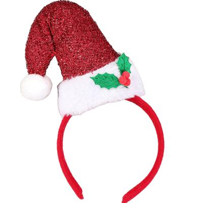 China Cute Cartoon Santa Hat Sequins Flipped Children's Headband Party Hair Accessories Christmas Hair Band Accessories for sale