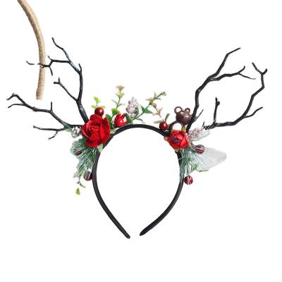 China Cute Eco-Friendly Christmas Kids Headbands Headbands For Girls Branch Antler Hair Hoop Bird Butterfly Bear Headdress for sale