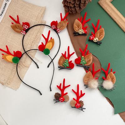 China Eco-friendly Small Antler Clip Female Hairpin Christmas Tree Santa Claus Headband for sale