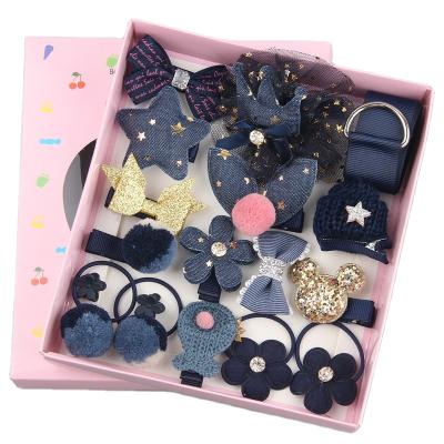 China Eco-Friendly 18psc Hair Accessories Sets Cute Gift Box Pink Kids Headbands Flower Bow Headband Rabbit Hiar Clip for sale