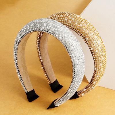 China Outdoor Activities Diamond Luxury Sponge Padded Bling Crystal Rhinestone Headband for sale