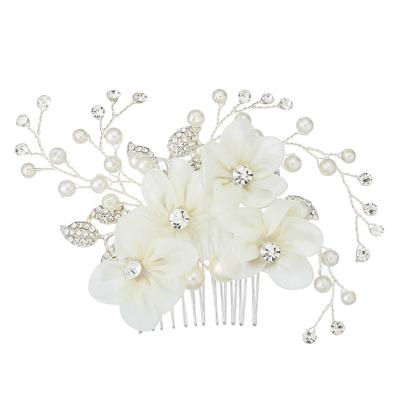 China Cute Sandro Bridal Pearl Tiara Crystal Wedding Bride Hair Comb Accessories Beach Party Prom for sale