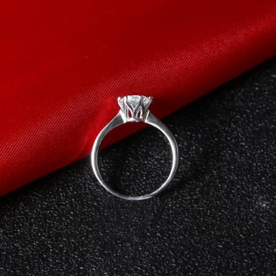 China Popular Custom Sandro Rings Fine Jewelry 100% Sterling Silver Six-Jaws 1 Carat 925 Women's Crown Rhinestone for sale