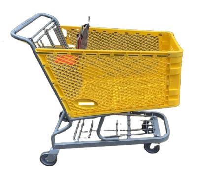 China Rustproof USA Style 180l Large Size Plastic Shopping Cart 4 Wheels Plastic Carts , 180L Plastic Grocery Cart for sale