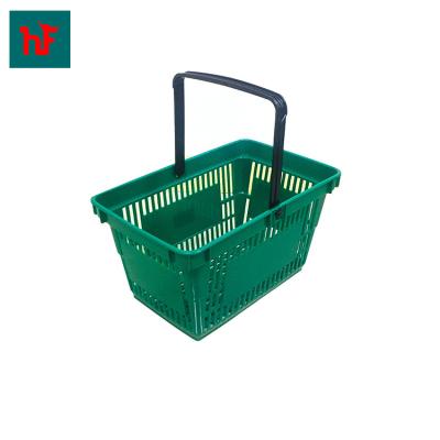 China Plastic Market Hand Baskets MOQ 100 PCS Bulk PP Food French Folding Shopping Basket Supermarket Plastic Hand Baskets for sale