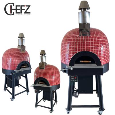 China Commercial Catering Lava Rock Brick Dome Baking Mobile Ovens Stand Commercial Pizza Ovens For Indoor/Outdoor Pizzeria Wood Fired/Gas Burner Oven for sale