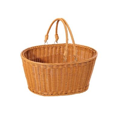 China Sustainable Plastic PP Rattan Shopping Basket Basket With Handle for sale