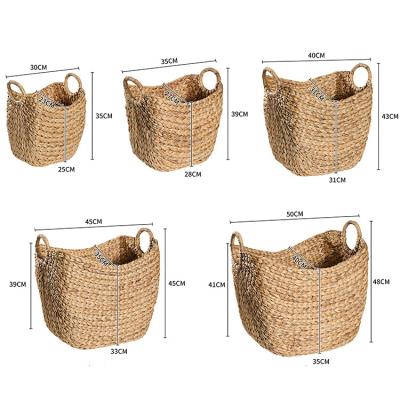 China Customized Disposable Hyacinth Laundry Baskets Water Storage Basket Trash Can With Handles for sale