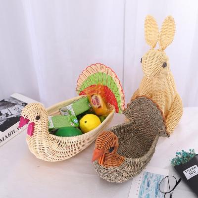 China Sustainable PP Rattan Plastic Wicker Gift Baskets Animal Shaped for sale