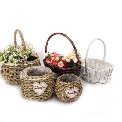 China Sustainable Hand - Woven Empty Soft Kraft Gift Basket For Gifts And Flowers for sale