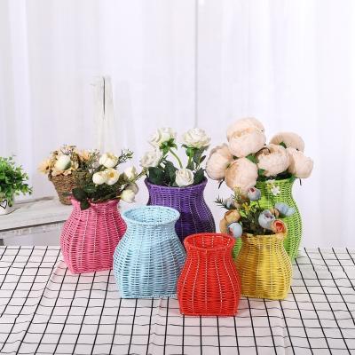 China Sustainable PP Rattan Flower Pot Basket For Plants Flower Arrangements House Decoration for sale