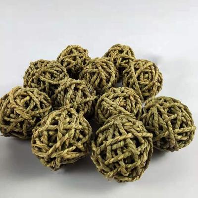 China Factory wholesale natural wicker water toy Hyacinth Sea Grass Weaving Eco-friendly interactive DOG CAT Pet Ball Toys yaxuan for sale