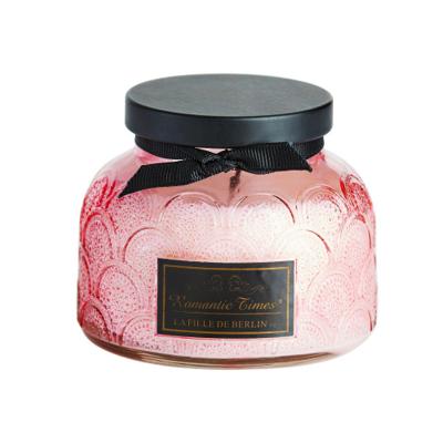 China Valentine's Day Gift Decoration Handmade Multi Glass Cup Rose Perfume Soy Scented Scented Wax Scented Candles for sale