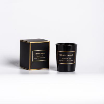 China 2021SUNFAN Private Label Scented Black Glass Perfume/Jar For Scented Soy Wax Candle Gift Box Packaging for sale