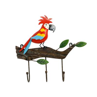 China Europe Personalized Custom Picture Parrot Decoration Wall Metal Iron Animal Hook for sale