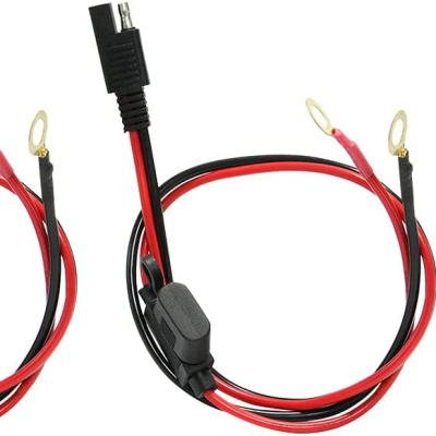 China PVC SAE To O Ring Terminal Harness 2-Pin Quick Hook Plug With Fuse 3A SAE Battery Extension Cable Battery Accessories for sale