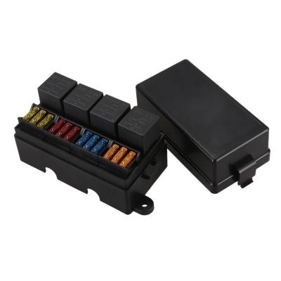 China Plastic 12 Way Blade Fuse Holder Box with Terminals and Excavator 4PCS 5Pin 12V80A Fuse Relays for Car Truck Trailer and Boat for sale