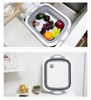 China Factory Price TPR Casual Kitchen Drain Basket Double Layers Fruit Silicone Collapsible Vegetable Washing Basket Draining 40pcs/ctn for sale