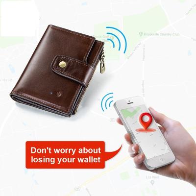 China High-end Magic Design Anti-theft Wallet Charging Genuine Leather Smart Wallet and Phonting Gps Slot Remote Wallet for sale