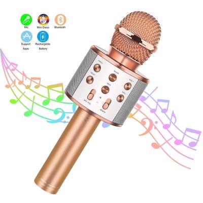 China Mini speaker ws858 speaker microphone support tf game card usb wireless portable ktv game wireless home party using for sing song for sale