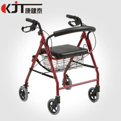 China Aluminum Liquid Coated Frame Modern Aluminum Foldable Rollator With Foldable Footrest Aluminum Rollator for sale