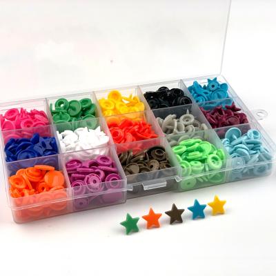 China KAM Star Shaped Snaps Viable With Storage Box NO--Sew Buttons Size T5 Shiny Plastic Snap Buttons For Clothes Baby Diapers for sale