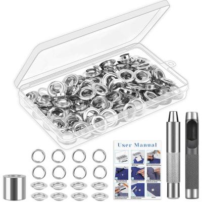 China Grommet Kit 120 Sets Grommet Kit 1/2 Inch Nickel Free Grommets with Tools and Storage Box for Tents Tents Leather Canvas Tarp for sale