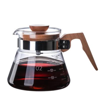 China Q400ml/600ml Sustainable Glass Pour Over Coffee Pot Teapots Carafe Drip Coffee Pot V60 Dripper Glass Chain Coffee Server for sale