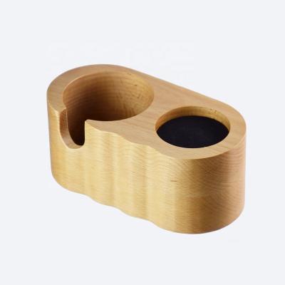 China New product viable portafilter stand up 51mm sturdy wooden shelf rack stand sale cafe kitchen accessories for sale