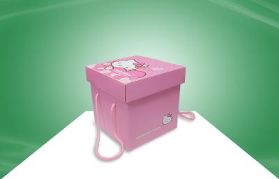 China Caja de regalo rosada decorativa del papel de Hellokitty con la manija para los bocados que embalan en venta