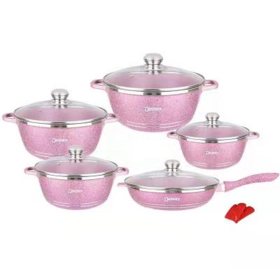 China Sustainable Wholesale High Quality Family Kitchen Custom Cooking Non Stick Enamel Cast Iron Cookware Set for sale