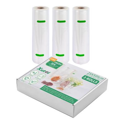 China Factory Wholesale Custom Packaging Food Saver Vacuum Embossing Sealer Disposable Bags Rolls for sale