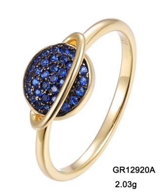 China TRENDY Grace Jewelry Universe Star Style Gold Plated 925 Sterling Silver Blue Spinel Gemstone Rings For Girls for sale