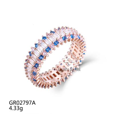 China Grace Jewelry Full Stone FASHIONABLE CZ Crystal Rose Gold Plated nano 925 Sterling Silver Custom Ring for women for sale