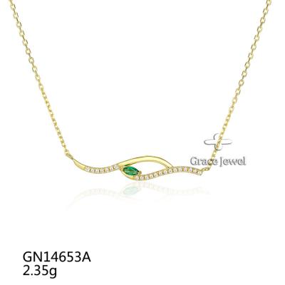 China Ocean FASHIONABLE Solid 925 Sterling Silver Gold Plated Wave Wave Pendant Necklace for sale