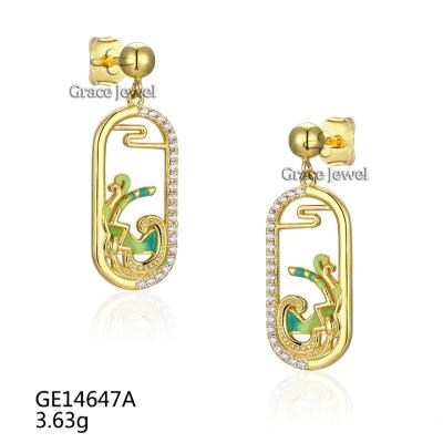 China Grace Jewelry New Arrival Trendy Chinese Gold FASHION Hollow Earrings 925 Sterling Silver Colored Resin Custom for sale