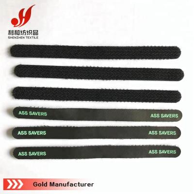 China Printing Ink Anti - Slip Nylon Hook And Loop Cable Tie Black Color With Logo for sale